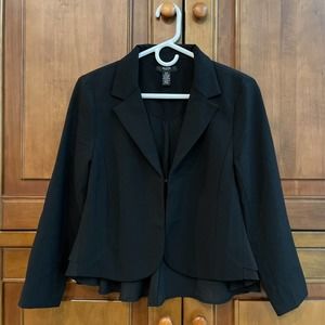 Womens Alfani Black Blouse Blazer Long Sleeve Size P/M Petite Business Work